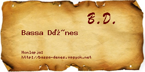 Bassa Dénes névjegykártya