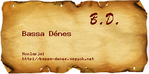 Bassa Dénes névjegykártya